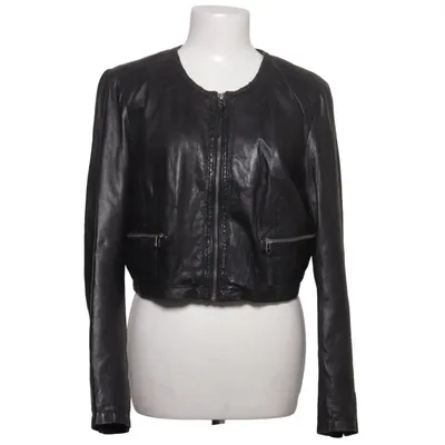Leren jack (Zwart) van Saki Collection Leer, Polyester