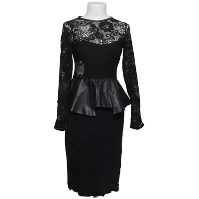 Robe (Noir) de Zara Woman Studio Élasthane, Cuir, Polyester, Viscose
