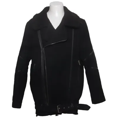 Veste en peau de mouton retournée (Noir) de Black Kaviar Polyester, Laine