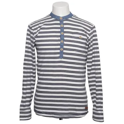 T-shirt manches longues (Blanc, Bleu) de Knowledge Cotton Apparel Coton