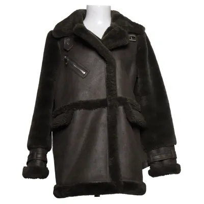 Veste en peau de mouton retournée (Vert, Gris) de Warehouse Polyester, Polyuréthane