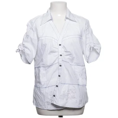 Chemise à manches courtes (Blanc, Bleu) de Crisca Coton, Polyester