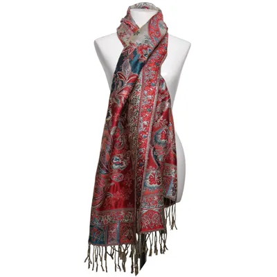 Sjaal (Rood, Blauw, Meerkleurig) van Pashmina Zijde