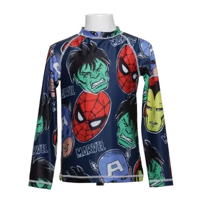 Langærmet t-shirt (Blå, Flerfarvet) fra H&M x Marvel Elastan, Genanvendt polyester