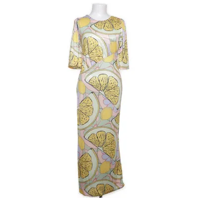 Långklänning (Gul, Flerfärgad) från Never Fully Dressed Elastan, Polyester