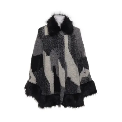 Cape (Sort, Hvid, Grå, Flerfarvet) fra River Island Akryl, Polyester, Pels, Uld
