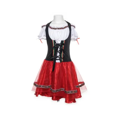 Dirndl (Röd, Svart, Vit, Grön) Bomull, Polyester