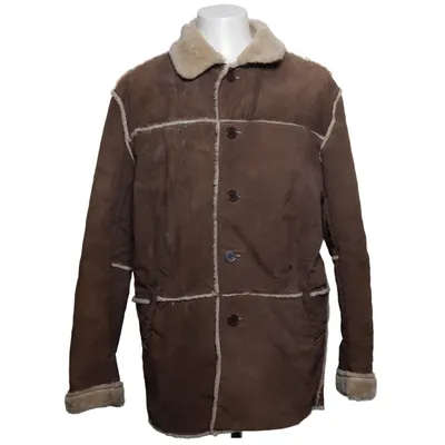 Shearlingjakke (Brun, Beige) fra Maddox Akryl, Læder