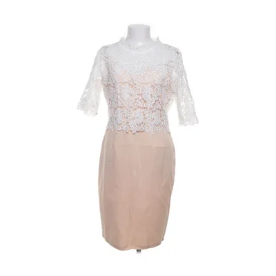 Dress (Beige, White) from Paper Dolls Cotton, Elastane, Nylon, Polyester