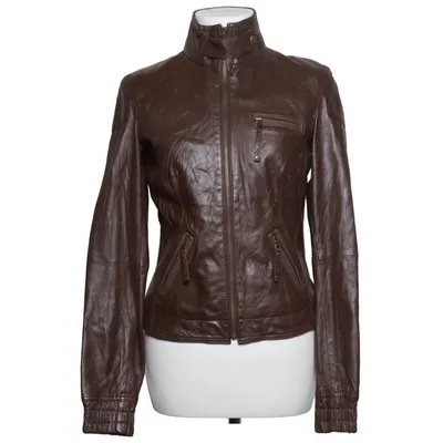 Læderjakke (Brun) fra Bershka Læder, Polyester