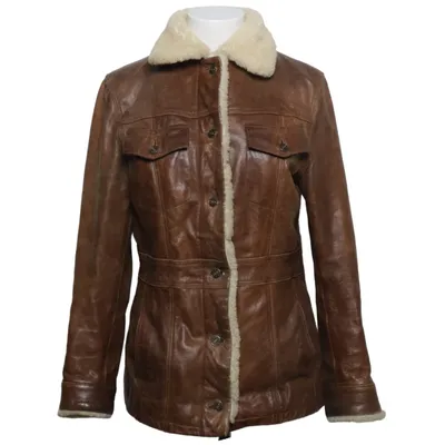 Shearling jacket (Brown) from Transmission Leather, Polyester