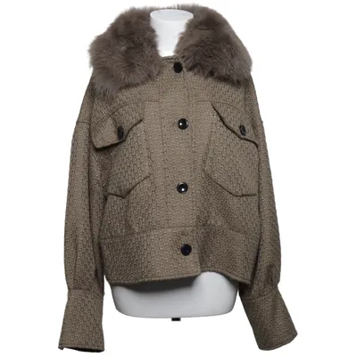 Jacket (Gray) from Meotine Acrylic, Fox fur, Polyester, Viscose, Wool