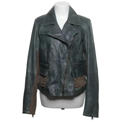 Biker jacket (Green, Brown) from Set Cotton, Elastane, Leather, Polyester