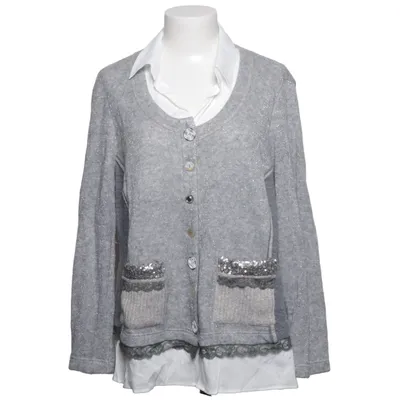 Cardigan (Grå, Hvid) fra Just White Polyamid, Polyester, Viscose, Uld