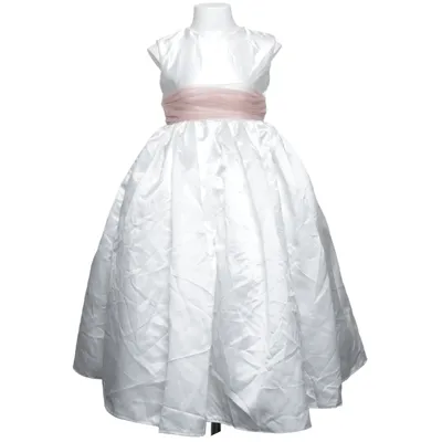 Robe de fille de fleur (Blanc, Rose)