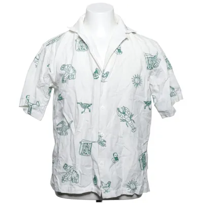 Chemise à manches courtes (Blanc, Vert) de Yôke Coton, Lin