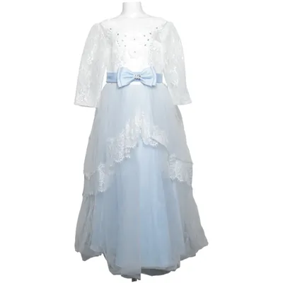 Flower girl dress (Blue, White) Polyester, Viscose