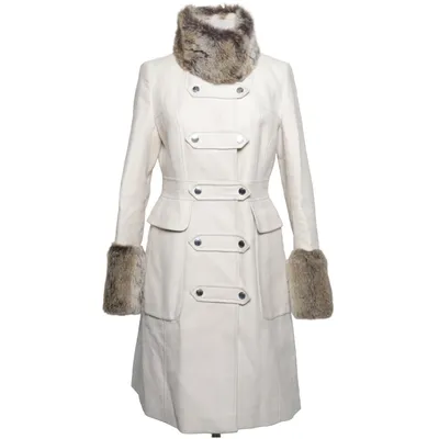 Vinterfrakke (Beige) fra Karen Millen Akryl, Bomuld, Viscose