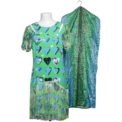 Kleid (Grün, Blau, Mehrfarbig) von Versace for H&M Elasthan, Polyester, Seide