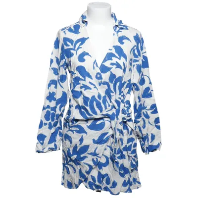 Slå-om-kjole (Blå, Hvid, Flerfarvet) fra Zara Linned, Viscose