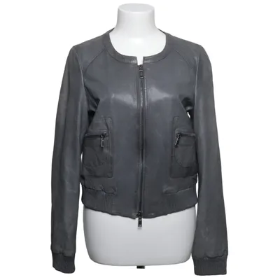 Leather jacket (Gray) from Strenesse Gabriele Strehle Acetate, Cupro, Leather