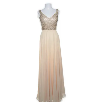 Aftonklänning (Beige, Guldfärgad) från Dressroom Polyester