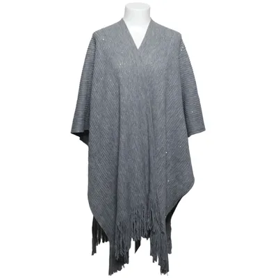 Poncho (Grå) från Canda Premium Akryl, Polyester