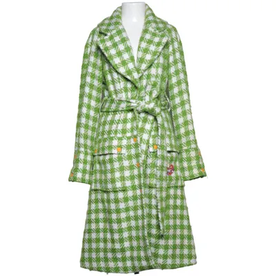 Coat (Green, White) from Blutsgeschwister Polyester, Wool
