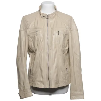 Läderjacka (Beige) från Auluna Skinn, Polyester