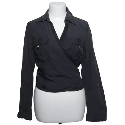 Wrap blouse (Black) from SAND Basic Cotton, Polyester