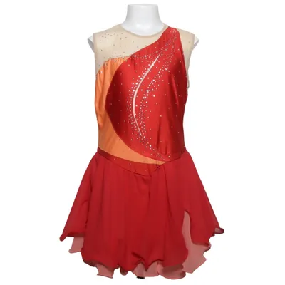 Konståkningsklänning (Röd, Beige) från Iefiel Nylon, Polyester