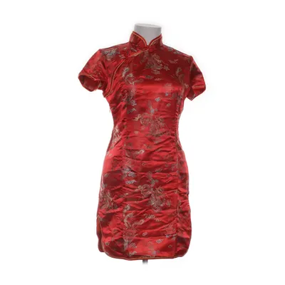 Cheongsam (Röd, Flerfärgad) Silke, Viskos