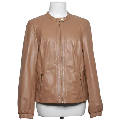 Läderjacka (Beige) från Caroll Bomull, Skinn, Polyester