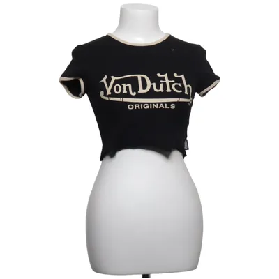 Crop top (Zwart, Beige) van Von Dutch Katoen, Elastaan