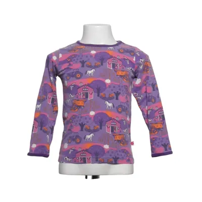 Langærmet t-shirt (Lilla, Flerfarvet) fra Småfolk Bomuld, Elastan, Modal