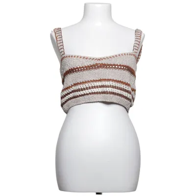 Crop top (Beige, Brown, White) from Zara Knit Acrylic, Cotton, Polyester, Viscose