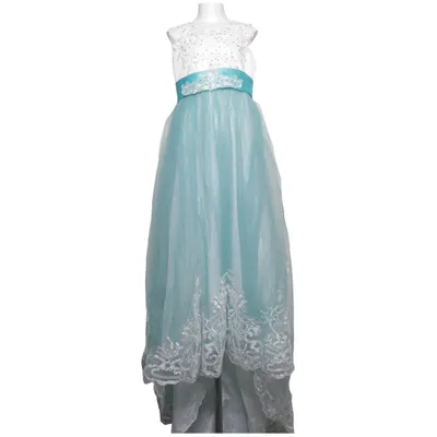 Brudnäbbsklänning (Turkos, Vit) Polyester, Viskos