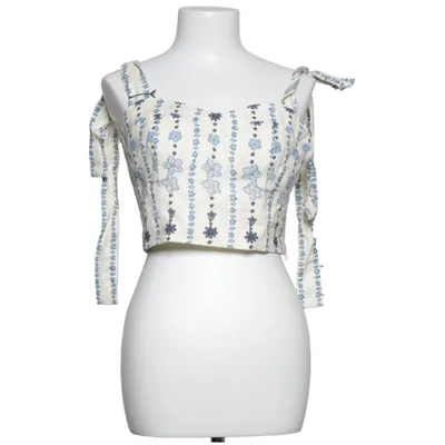 Crop top (Blanc, Bleu, Multicolore) de By Malina Coton, Lin, Viscose