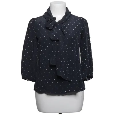 Pussy bow blouse (Blue, White) from Greta Silk