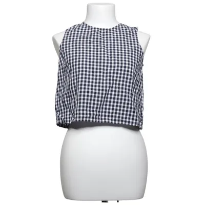 Top (Blue, White) from Uniqlo Cotton, Linen, Viscose