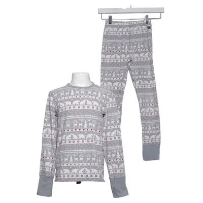 Pyjamas (Grå, Vit) från Polarn O. Pyret Elastan, Ekologisk bomull