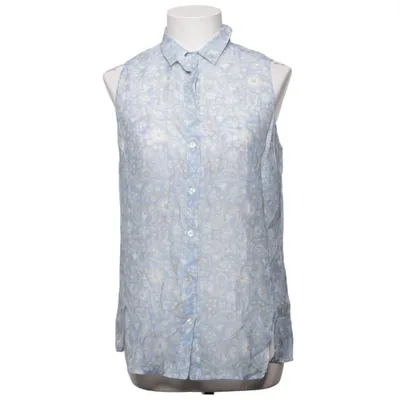 Short sleeve shirt (Blue, White) from Fedeli Cotton, Silk