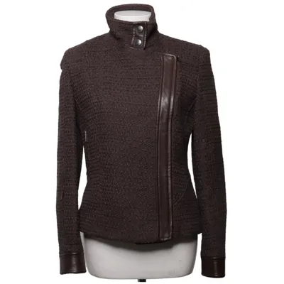 Jacket (Brown) from Javier Simorra Cotton, Leather, Polyamide, Viscose, Wool