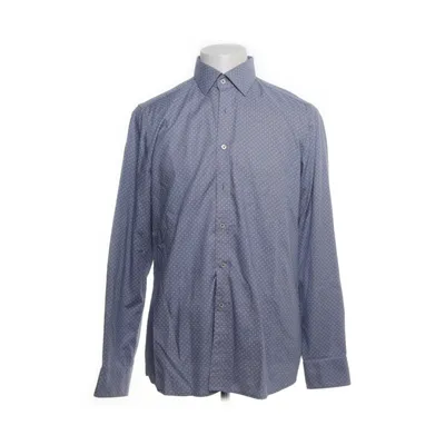 Shirt (Blauw, Wit) van Olymp Katoen, Elastaan