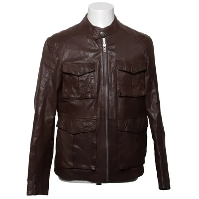 Leather jacket (Brown) from Homebound Cotton, Leather, Polyester