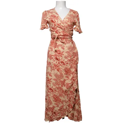 Wrap dress (Beige, Red) from Goa Metallic fiber, Viscose