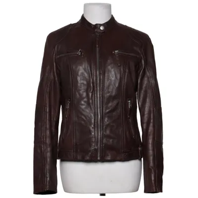 Leather jacket (Brown) from Saki Collection Leather, Polyester