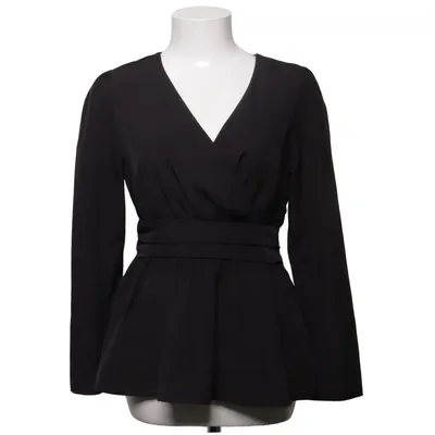 Wrap blouse (Black) from Shein Elastane, Polyester