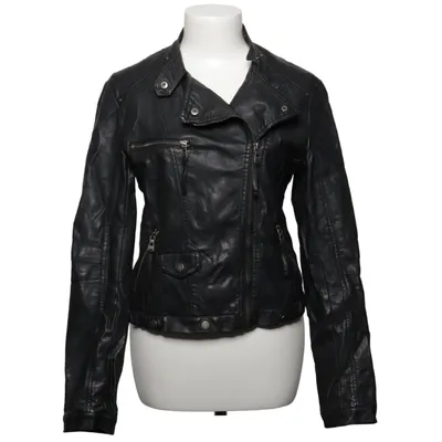 Biker jacket (Black) from Softy Outerwear Collection Polyester, Polyurethane, Viscose