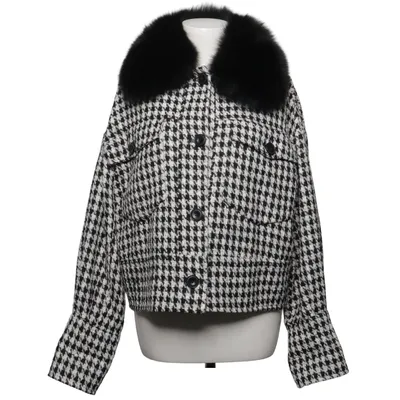 Jakke (Sort, Hvid) fra Meotine Bomuld, Elastan, Rævepels, Polyester